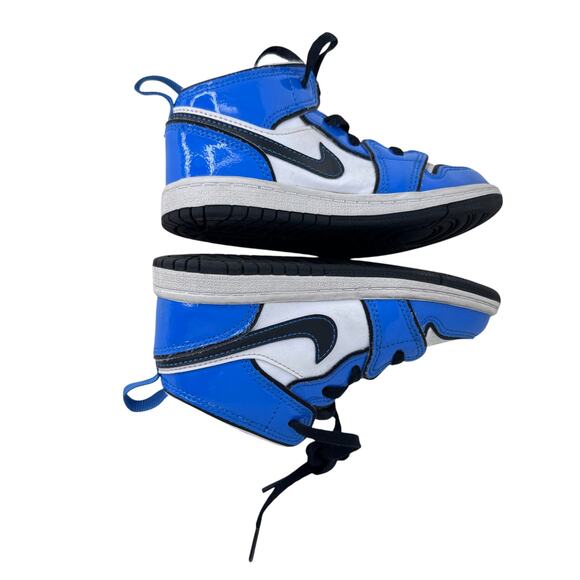 Nike Air Jordan 1 Mid Signal Blue Sneaker Kids 10c Blue White Lace Up BQ6933-402 - Picture 8 of 10